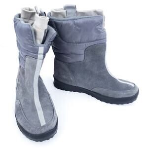 Lands End Suede Boots Gray 406465 Size 9B Winter Boots Warm Pull On MidCalf